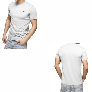 100% polyester extensible et doux 180g tissu tricoté vêtements de sport décontracté t-shirt uni et col rond vêtements de sport pour vêtements de fitness - Product Image 3