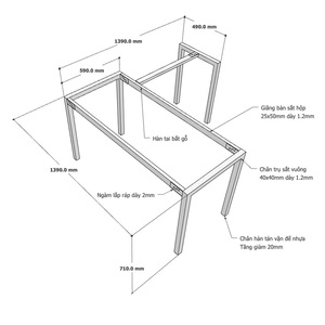 UConcept HCUC014 L-Shaped Industrial Design 140x140 Dining Table <b>Legs</b> Assembly Required for <b>Kitchen</b> Furniture - Product Image 4