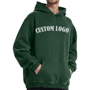 2025 Logo personnalisé unisexe sweat à capuche surdimensionné Vintage Gareen pull avec poche kangourou goutte épaule lavage à l'acide à capuche - Product Image 3