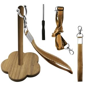 Dispensador de hilo de muñeca moderno Soporte de bola de hilo de muñeca de madera gruesa para una madeja de hilo de muñeca Costura portátil Madera natural - Product Image 1