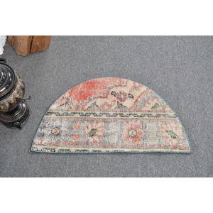 Alfombra de lana Vintage de 2,5x1,5 pies, color rojo y Beige, hecha a mano, área grande turca, área abstracta, piel Rectangular, diseño de retazos para pasillo, látex - Product Image 1