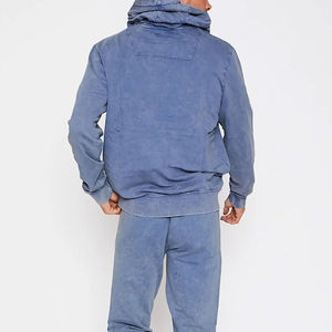 Logotipo personalizado de los hombres 100% de algodón lavado con ácido francés Terry Sun Faded Stacked pantalones de chándal acampanados y Zip Up Hoodie Sets - Product Image 6