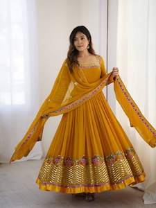 Indian Ethnic Wear Ready Made Heavy Georgette Embroidery Work Salwar Kameez Lace Border Dupatta Set Party Quick Dry All Seasons - Product Image 4