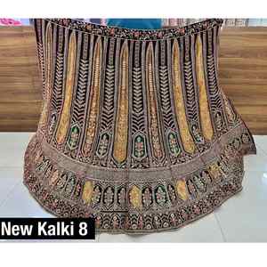 Rajwadi 11000 terciopelo pesado Lehenga Jarkan corte pasta trabajo doble lata 3,5 M Flair largo Choli 1,2 M Dupatta 2,5 M borde verano invierno - Product Image 6