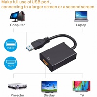 Cable Adaptador USB a HDTV, USB-A Macho a Puerto HD Hembra, Conversor 1080p de PVC para Computadora, Proyector, Monitor