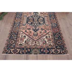 Alfombra Turca de 4.2x5.6 pies, Alfombra Vintage, Alfombra Azul Marroquí - Product Image 2