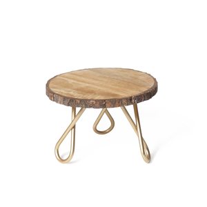 Soporte de postre de pastel de estilo antiguo hecho a mano, tapa de madera Natural de alta calidad con pierna de aluminio, Impresión de logotipo personalizado, regalos al por mayor - Product Image 5