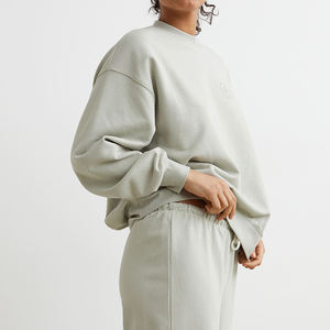 Loose <b>Fit</b> Slim Waist Cropped Solid Navel Sweatshirt Women Long Sleeve Casual <b>Jumper</b> Short Sweats - Product Image 4