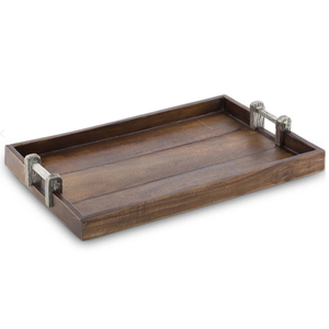 Plateau décoratif rectangulaire en bois artisanal de qualité supérieure, imprimé avec un motif floral, design personnalisable - Product Image 2