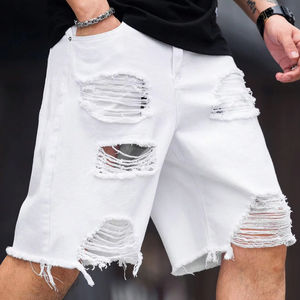 กางเกงยีนส์ขาสั้นผู้ชายแบบขาดๆ สไตล์ลำลอง ผ้าฝ้าย 100% เป็นมิตรกับสิ่งแวดล้อม ระบายอากาศได้ดี เหมาะสำหรับฤดูร้อน มีซิปและงานปัก 3 มิติ - Product Image 6