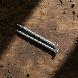 Tornillos autorroscantes de acero al carbono de grado industrial, con rosca gruesa, cabeza avellanada, accionamiento Torx, niquelados y con óxido negro, para madera. - Product Image 1