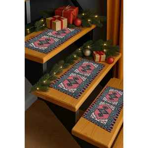 Alfombra de Lana Colorida con Estampado Kilim y Patrón de Patchwork Vintage, con Base de Látex Ecológica - Product Image 4