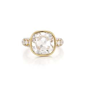 Anillo de compromiso de diamante pulido de mina antigua con corte cojín de 6.32 ct F VS1, diamante cultivado en laboratorio en oro amarillo de 14K, regalo sorpresa de aniversario - Product Image 3
