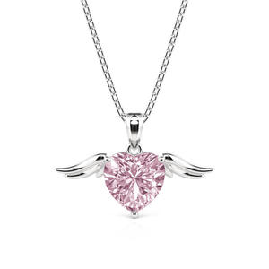 Collar Jeulia Clásico de Plata de Ley con Alas de Ángel y Corazón, con Cadena de Caja Chapada en Rodio - Product Image 1