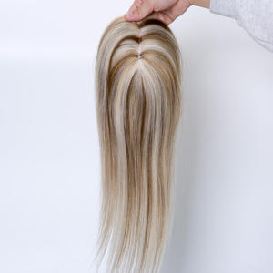 Kit de Topper Mono para <span class=keywords><strong>Principiantes</strong></span>, 14 Pulgadas, Color Marrón Ceniza con Reflejos Rubios, 160% de Densidad para Cabello Fino (Incluye 3x5 y 5x6.5 Pulgadas) - Product Image 4