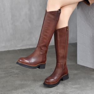 Bottes hautes en suède pour femme, en faux suède doux, à talon carré, décontractées, classiques, pour l'équitation - Product Image 2