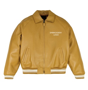Chaqueta de Cuero Transpirable Ecológica con Logotipo Bordado, Estilo Bomber, Cierre de Cremallera, Tallas Grandes, Acabado Denim, Casual, OEM, ¡Venta Caliente! - Product Image 1