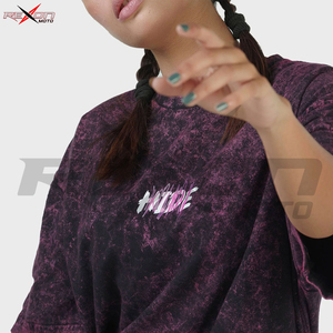 Haute qualité 260 Gsm poids lourd en détresse personnalisé lavage à l'acide unisexe femmes chemise hommes T-shirts 100% coton coupe ample imprimé - Product Image 6