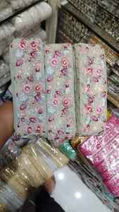 Custom Made Machine Embroidered <b>Laces</b> in Flower Designs and in Light Pastel Colours for Wedding Dresses in 2.5 Inch Width. - Product Image 3