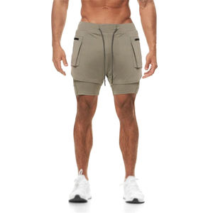 กางเกงออกกำลังกายขาสั้นสำหรับผู้ชายกางเกงขาสั้นเล่นกีฬาแบบเรียบเอวยางยืดแห้งเร็ว - Product Image 5