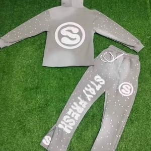 Conjunto Deportivo para Hombre, Sudadera con Capucha y Pantalones Jogger, Lavado Ácido, Bordado Desgastado, Color Sólido - Product Image 3