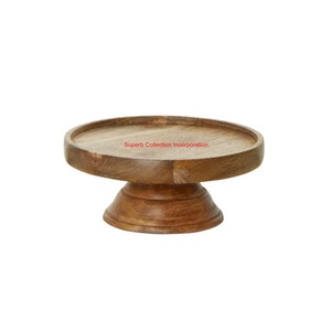 Soporte para tartas de madera de teca hecho a mano, plato de servicio de pedestal de madera con acabado natural para decoración de bodas y fiestas a un precio asequible - Product Image 6