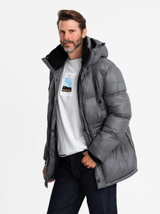 Doudoune longue de haute qualité personnalisée OEM pour hommes avec poches à pression Veste d'hiver à capuche pour hommes - Product Image 6