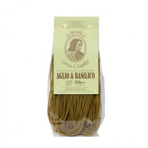 Linguine Aglio Basilico Lorenzo Il Magnifico, Pasta Secca di Grano Duro, Gusto Aglio e Basilico, Confezione 250g, Antico Pastificio Morelli 1860 - Product Image 2