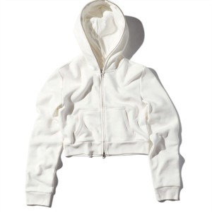 Sudadera con capucha recortada con cremallera completa para mujer de alta calidad, cómoda y elegante, perfecta para ropa informal y entrenamientos - Product Image 1