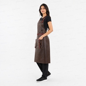 Tablier en cuir pour femme Tiierwear avec poches, sangle réglable, logo imprimé numériquement, détection par aiguille, fermeture à pression, idéal pour la restauration - Product Image 3