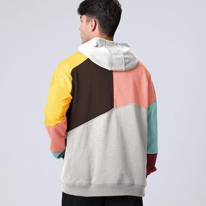 Nueva llegada de 100% algodón manga larga hombro pendiente cuello redondo impreso cómodo de talla grande Sudadera con capucha para hombre - Product Image 5