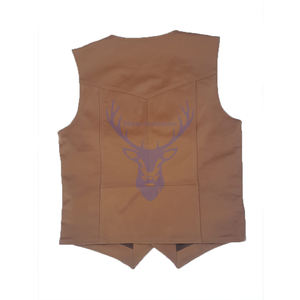 Chaleco de motociclista de cuero de vaca para hombre, chaqueta impermeable de invierno para motocicleta con decoración de botones, tela cálida, estilo vaquero - Product Image 2