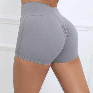 Women's High Waist Pleated Peach Hip Lifting Sports Yoga Shorts Quick Drying Gym Fitness <b>Tights</b> Elastic shorts for women - Product Image 2
