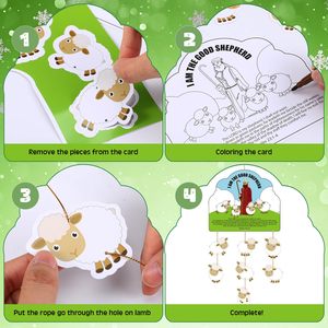 30 Sets de Adornos Colgantes de Pastor, Kit de Manualidades DIY Bíblicas para Colorear, Actividad Artística para el <span class=keywords><strong>Domingo</strong></span> de la Semana Santa, Suministros para Fiestas Religiosas - Product Image 5