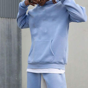 Pull à capuche surdimensionné bleu ciel pour hommes, personnalisé 350 Gsm coton lourd polyester 100% coton polaire vierge, vente en gros - Product Image 2