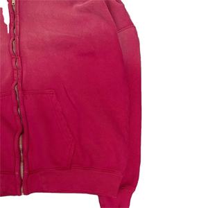 Custom Unisex Winter <b>Distressed</b> Street Men Sun Faded Drop Shoulder Zipper Hoodie With Short Sets 100% Cotton Fleece Wholesale - Product Image 4