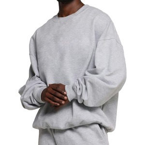 Custom Cotton <b>Velour</b> Oversized <b>Sweatshirts</b> and Hoodies with Embroidered Custom Logo and Heavyweight Crew Neck for Men - Product Image 4