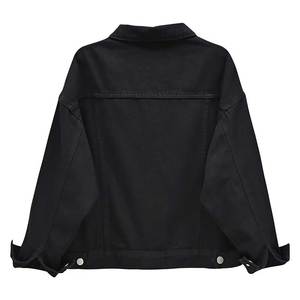 Chaqueta de mujer con cuello vuelto de otoño hecha a medida, Chaquetas vaqueras cortas ajustadas de un solo pecho, proveedor de ropa de calle para mujer - Product Image 5