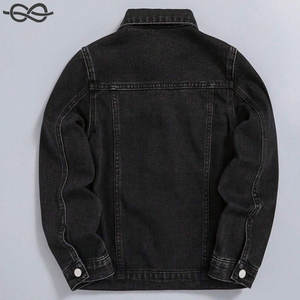 Veste en jean à rabat imprimé Expression pour garçons Fermeture à boutons Col encolure Vêtements décontractés Vestes en jean noir - Product Image 4