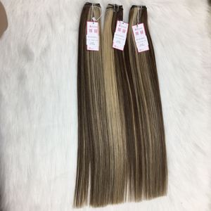 Premium Piano Color Machine Extensiones de cabello humano virgen Remy de doble trama Extensiones de tejido de cabello liso de 24 pulgadas - Product Image 4