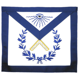 MASONIC WORSHIPFUL MASTER 100% DELANTAL DE PIEL DE CORDERO AZUL CON COLLAR DE CADENA JOYA GRATIS - Product Image 4