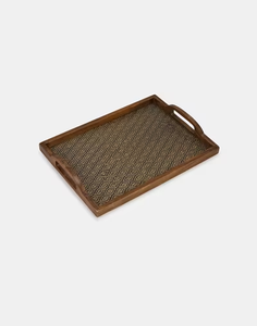 Bandeja de servicio de madera redonda de lujo Bandeja decorativa impresa para vajilla y servicio de comida de alta calidad - Product Image 1