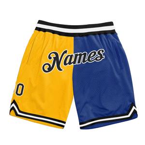 Industrie Direct Engro Sportswear Pantalones cortos de baloncesto Custom Gold Royal-Black Authentic Throwback Split Fashion Basketball Shorts - Product Image 1