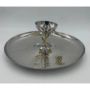 Nouvellement Arrivée Haute Qualité Standard Métal Argent Brillant Poli Bol Avec Base Plaqué Or Servant Bol Décoratif Pour Les Hôtels - Product Image 2