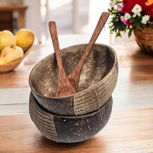 Cuenco de cáscara de coco de proveedor superior de Vietnam cuencos de palma de coco orgánicos ecológicos con juego de cucharas de ébano - Product Image 6