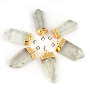 Suministros de joyería, amatista verde, cuarzo, chapado en oro, individual, conector colgante, diy, suministros de joyería personalizados, venta al por mayor - Product Image 1