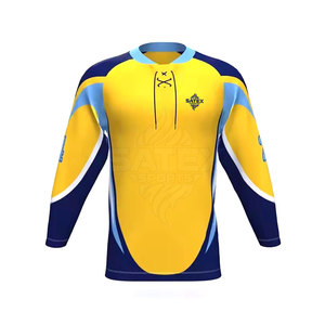 เสื้อฮอกกี้น้ำแข็งคุณภาพสูงรุ่นใหม่ล่าสุด ผลิตจากโพลีเอสเตอร์ 100% แห้งเร็วและระบายอากาศได้ดี สีและขนาดที่กำหนดเองได้ ชุดทีมสำหรับผู้ชายและผู้ใหญ่ - Product Image 1