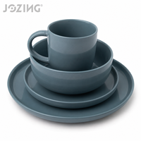 Vente en gros de vaisselle en porcelaine bleue de luxe Jozing, style nordique, assiettes, bols, tasses, passe au lave-vaisselle et au micro-ondes, pour la maison et l'hôtel