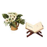 Porte-livres multifonctionnels réglables en bois sculpté à la main, design traditionnel, thème artistique marron pour la décoration intérieure, Ramadan, adultes