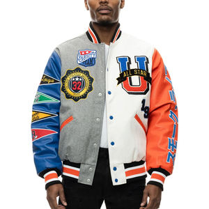 Chaqueta de Lana con Mangas de Cuero para Hombre, Chaqueta de Invierno Cortavientos y Cálida, Estilo Universitario de Béisbol, Chaqueta de Forro Polar Bordada de Alta Gama - Product Image 1